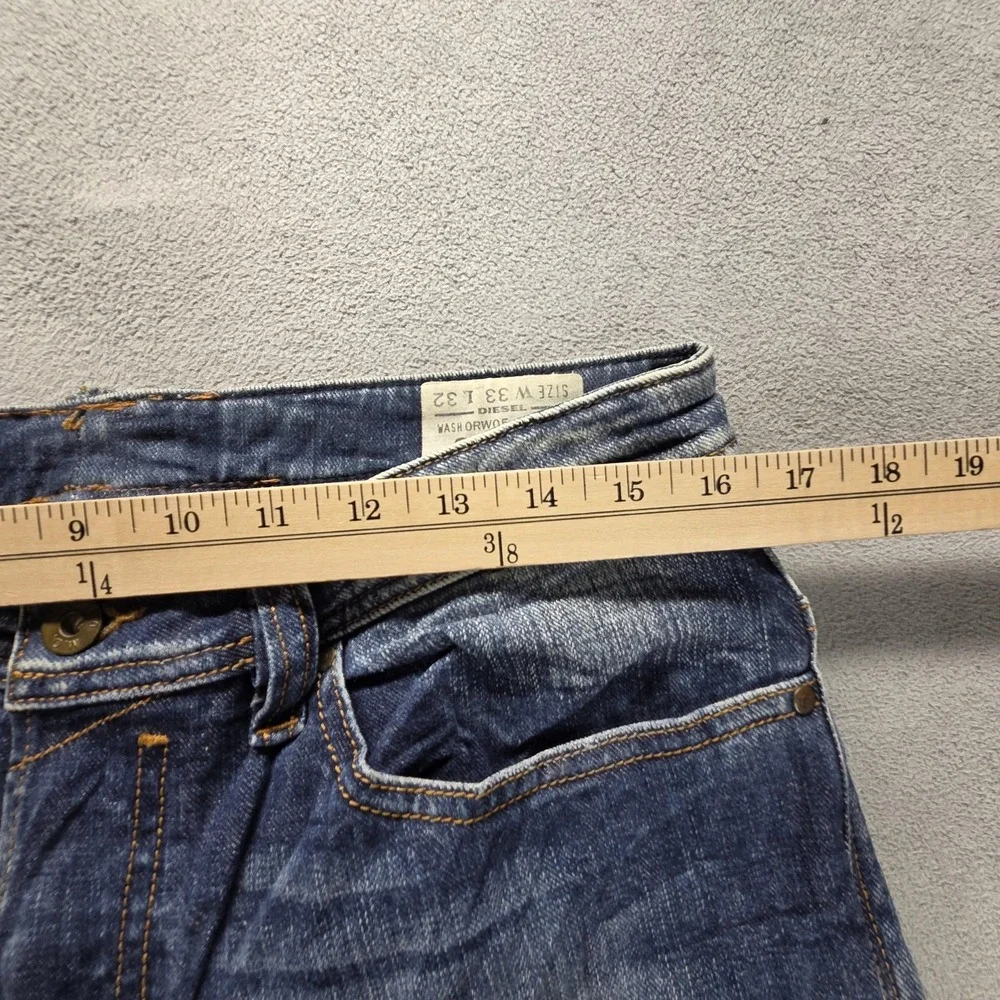 Diesel Jeans Mens 33x32 Blue Safado Regular Slim Straight Button Fly 0RW05